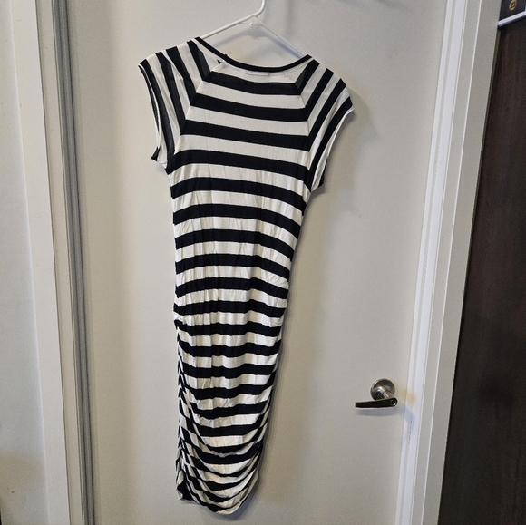 ALC Twisty T Midi Or Mini Ruched Striped Dress - Picture 6 of 9